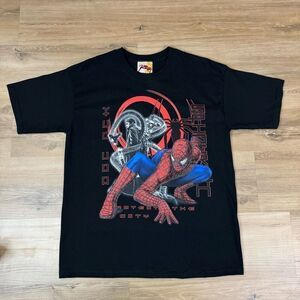 Vintage Spiderman 2 Movie Promo Tee Shirt Black Protect The City 2004 Kids XL